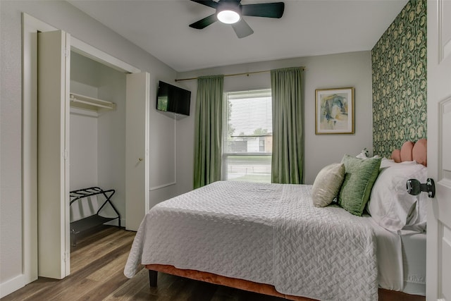 2110 Montana Trl, Grand Prairie, TX 76001 - bedroom with wood finished floors and a ceiling fan