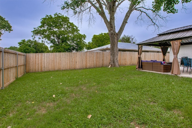 2110 Montana Trl, Grand Prairie, TX 76001 - view of yard with a gazebo, an outdoor living space, and a patio