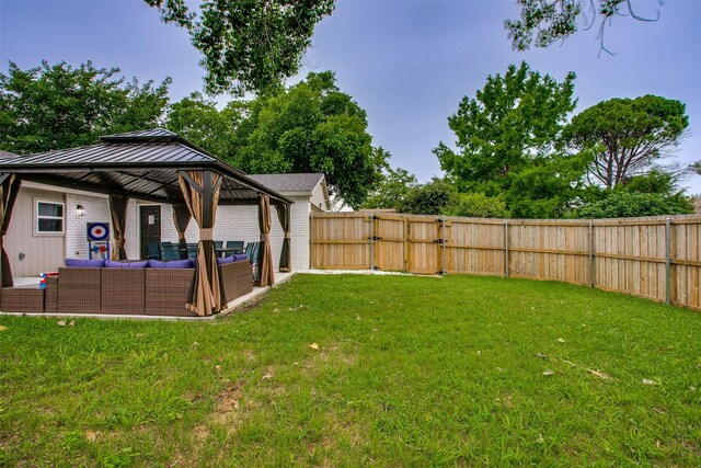 2110 Montana Trl, Grand Prairie, TX 76001 - view of yard featuring an outdoor living space, a gazebo, and a gate