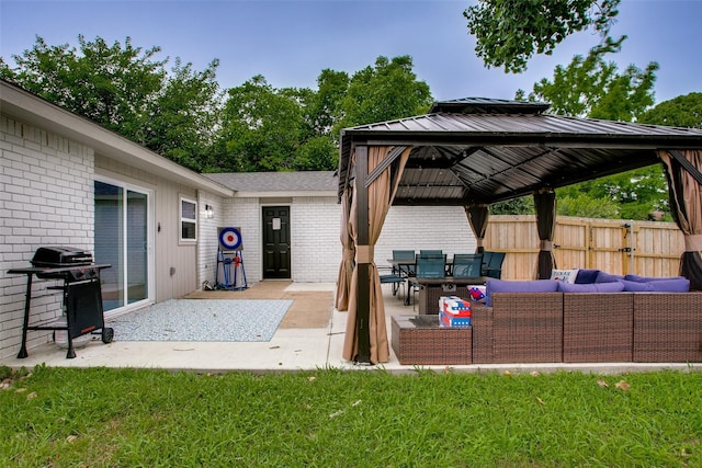 2110 Montana Trl, Grand Prairie, TX 76001 - view of patio featuring a gazebo, outdoor lounge area, and area for grilling