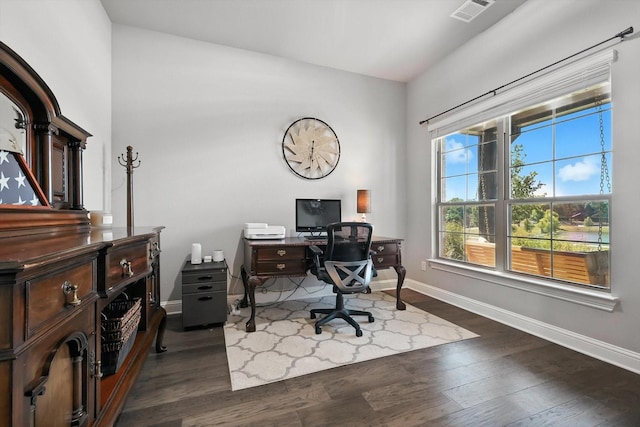 7431 Bald Cypress Dr, Ovilla, TX 75154 - office area featuring dark wood-type flooring