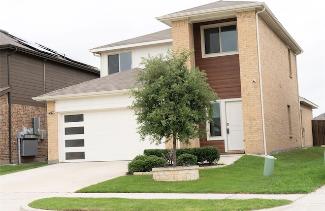 1610 Seadrift Dr, Forney, TX 75126 - view of front of house featuring concrete driveway, brick siding, a front yard, and roof with shingles