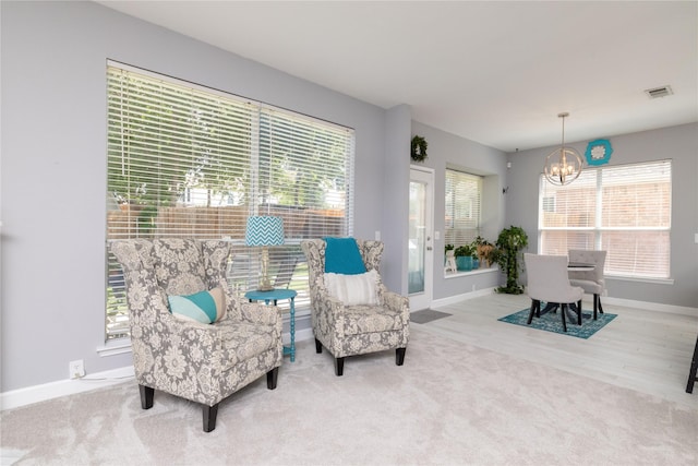 4405 Vista Meadows Dr, Fort Worth, TX 76244 - sitting room featuring a chandelier, plenty of natural light, baseboards, and carpet flooring