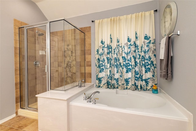 4405 Vista Meadows Dr, Fort Worth, TX 76244 - full bathroom with a stall shower, a garden tub, and tile patterned flooring