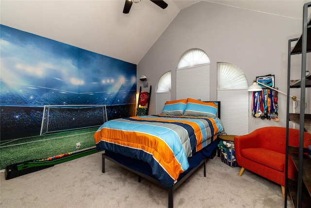 4405 Vista Meadows Dr, Fort Worth, TX 76244 - bedroom with carpet floors, lofted ceiling, and ceiling fan