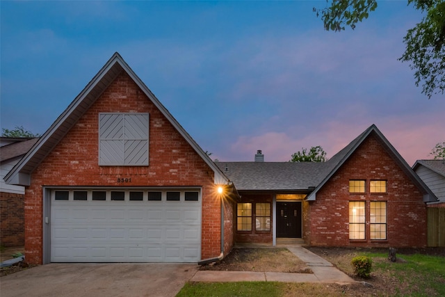 3301 Cliffview Dr, Corinth, TX 76210 - traditional home featuring brick siding, driveway, a chimney, and roof with shingles