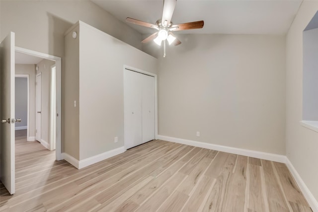 3301 Cliffview Dr, Corinth, TX 76210 - unfurnished bedroom with light wood-style flooring, baseboards, and a closet