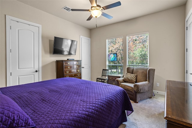 5100 Swisher Rd, Denton, TX 76208 - bedroom with light carpet and ceiling fan