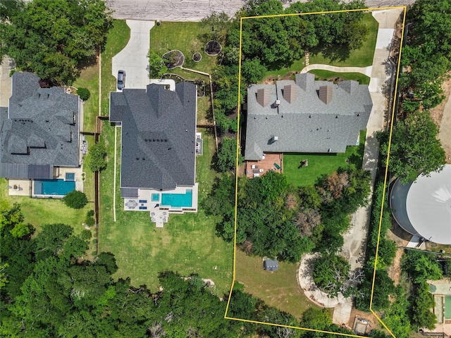 5100 Swisher Rd, Denton, TX 76208 - aerial overview of property's location with a pool and property parcel outlined
