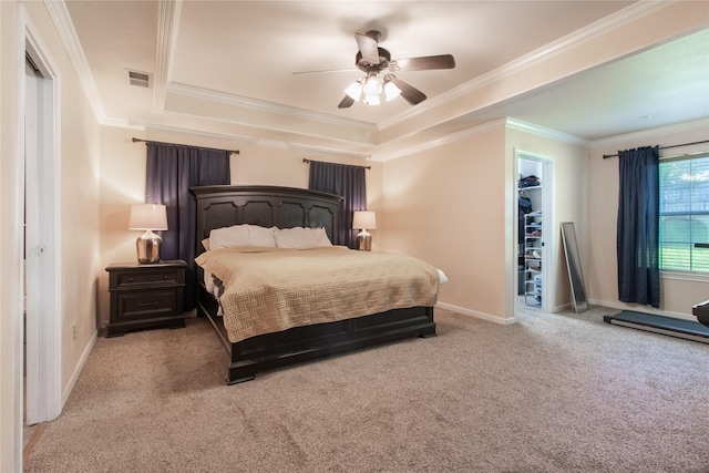 10763 Nix Ln, Whitehouse, TX 75791 - bedroom featuring a raised ceiling, carpet, crown molding, a closet, and baseboards