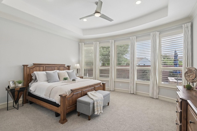 4158 Benchmark Ln, Frisco, TX 75034 - bedroom with light colored carpet, a raised ceiling, multiple windows, and recessed lighting