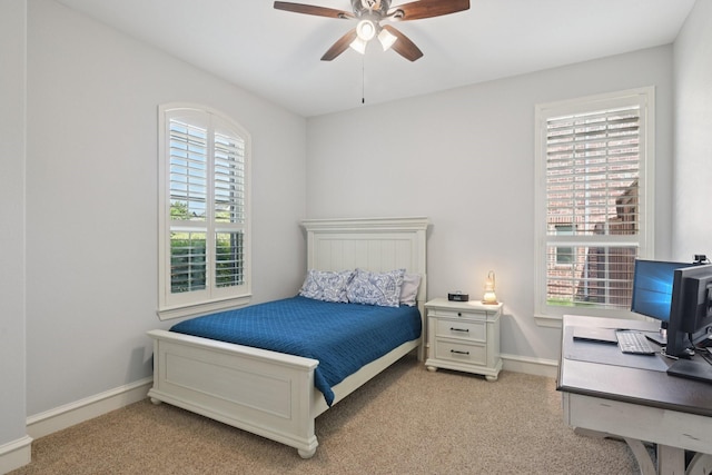 4158 Benchmark Ln, Frisco, TX 75034 - bedroom featuring light colored carpet, a desk, baseboards, and ceiling fan