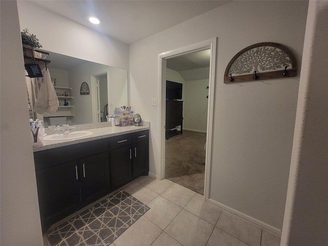 3400 Quiet Valley Rd, Fort Worth, TX 76123 - bathroom with vanity, tile patterned floors, and baseboards