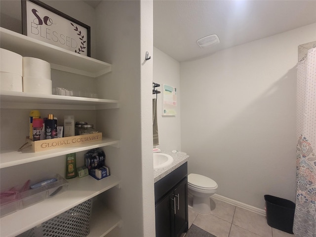 3400 Quiet Valley Rd, Fort Worth, TX 76123 - full bath with tile patterned flooring, toilet, vanity, and baseboards
