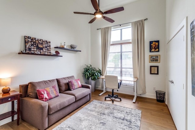 4333 Gilbert Ave Unit 329, Dallas, TX 75219 - office with a ceiling fan, wood finished floors, and baseboards