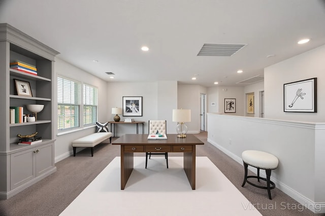 4224 Wood River Trl, Prosper, TX 75078 - carpeted office space featuring baseboards and recessed lighting
