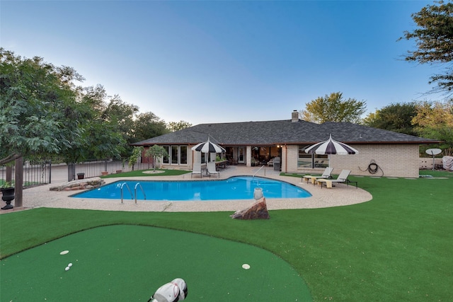 8608 Funtier Ct, Fort Worth, TX 76179 - view of swimming pool with a putting green and a patio