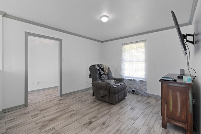 2600 Dave Angel Rd, Burleson, TX 76028 - sitting room with light wood-style floors and ornamental molding