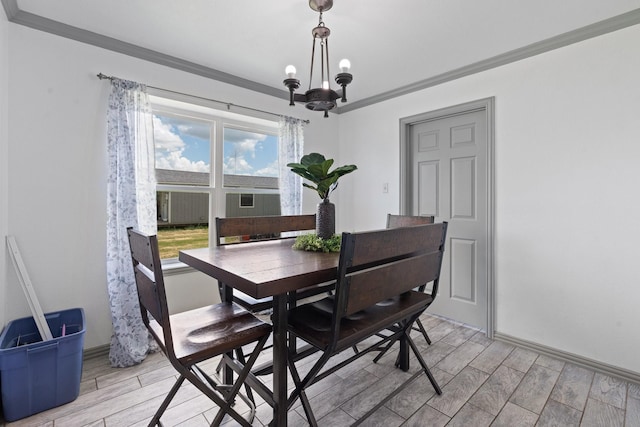 2600 Dave Angel Rd, Burleson, TX 76028 - dining space with a chandelier, ornamental molding, and light wood finished floors