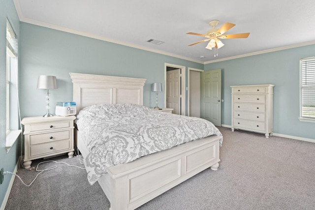 2600 Dave Angel Rd, Burleson, TX 76028 - carpeted bedroom with ornamental molding and ceiling fan