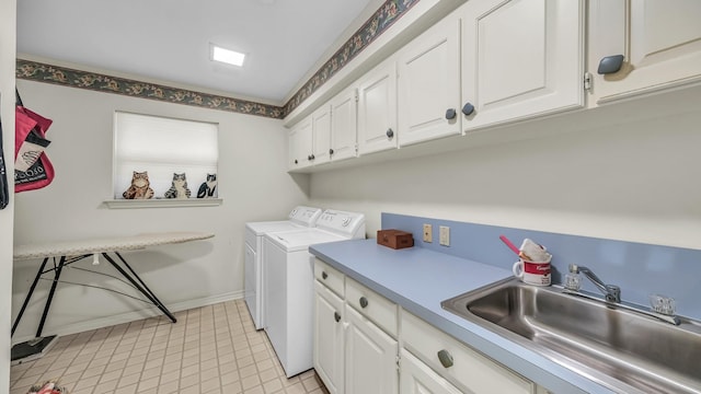 4708 Shady Ridge Ct, Fort Worth, TX 76109 - washroom featuring washer and clothes dryer, cabinet space, and baseboards