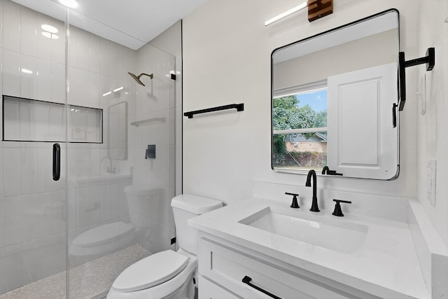 909 Dover Cir, Gainesville, TX 76240 - full bathroom with toilet, a stall shower, and vanity