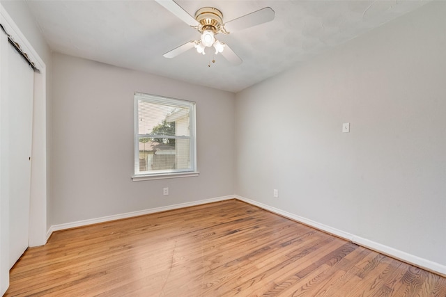 4543 Marigold Trl, Mesquite, TX 75150 - unfurnished bedroom with light wood-style floors, a closet, and ceiling fan