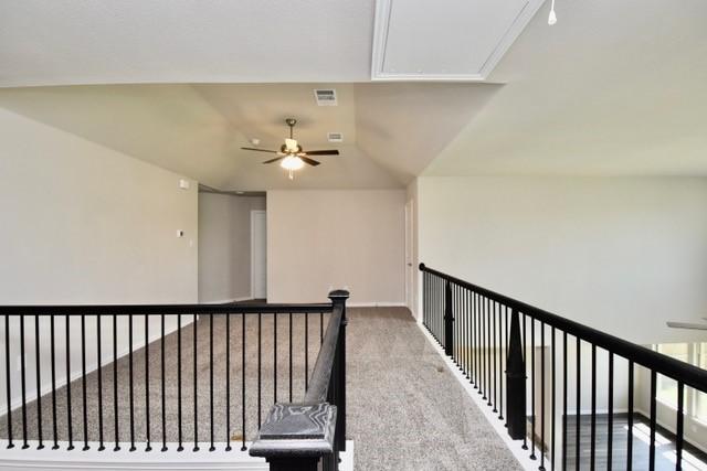 2408 Donella Dr, Denton, TX 76207 - hall featuring attic access and carpet floors