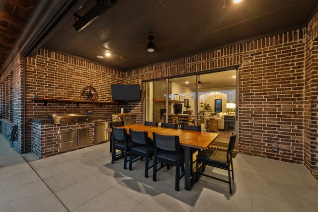 7800 Kentmere, The Colony, TX 75056 - view of patio / terrace featuring area for grilling, ceiling fan, and outdoor dining area