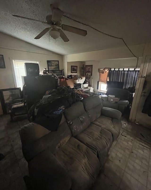 1303 N Galloway Ave, Mesquite, TX 75149 - living room with ceiling fan and lofted ceiling