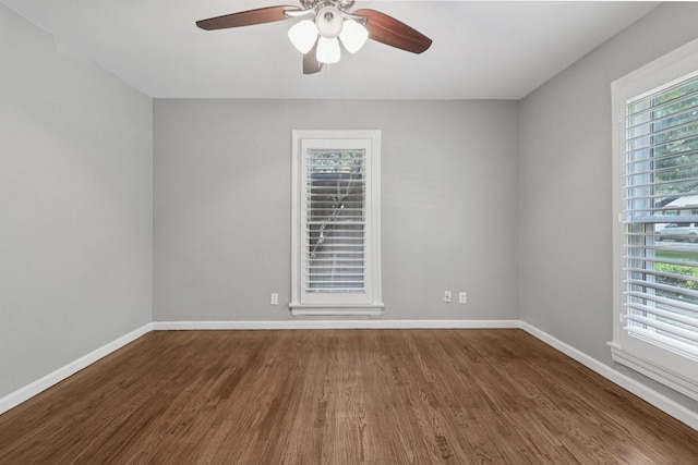 3620 W Biddison St, Fort Worth, TX 76109 - unfurnished room featuring wood finished floors, healthy amount of natural light, ceiling fan, and baseboards