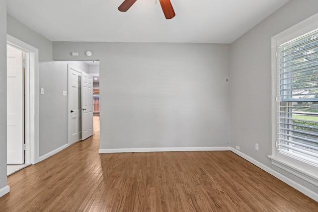 3620 W Biddison St, Fort Worth, TX 76109 - empty room featuring wood finished floors, baseboards, and ceiling fan