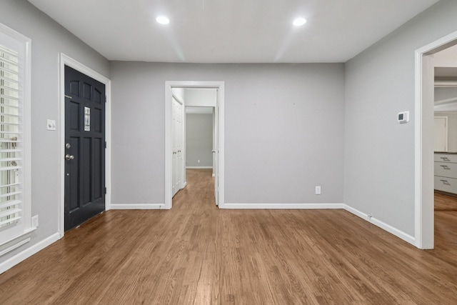 3620 W Biddison St, Fort Worth, TX 76109 - foyer featuring wood finished floors, baseboards, and recessed lighting