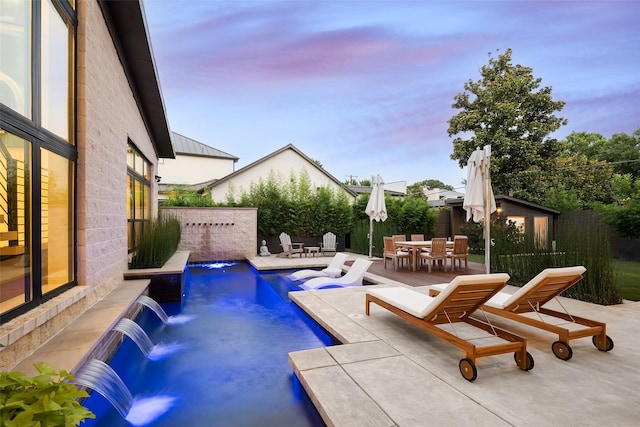 6420 Azalea Ln, Dallas, TX 75230 - view of swimming pool with a patio area, a fenced backyard, and outdoor dining area