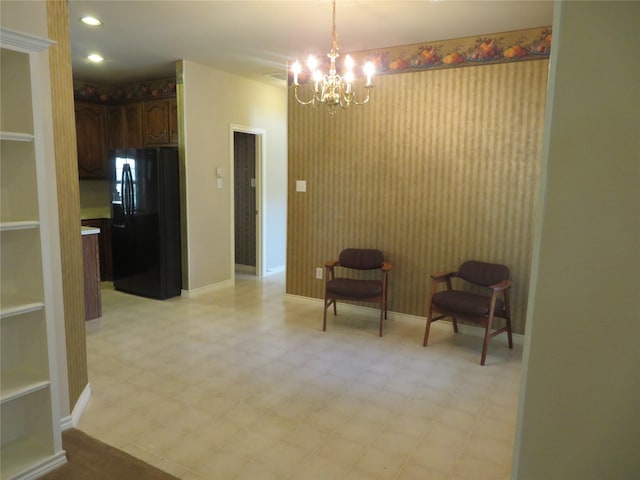 1501 Mountain Laurel Ln, Desoto, TX 75115 - living area with light floors, a chandelier, and baseboards