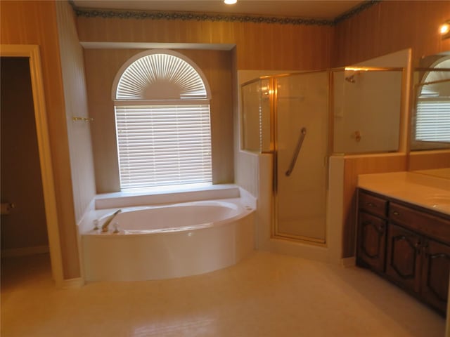 1501 Mountain Laurel Ln, Desoto, TX 75115 - bathroom with a shower stall, a garden tub, and vanity