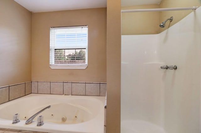 6650 Pine Mill Rd, Reno, TX 75462 - bathroom featuring a tub with jets and a shower