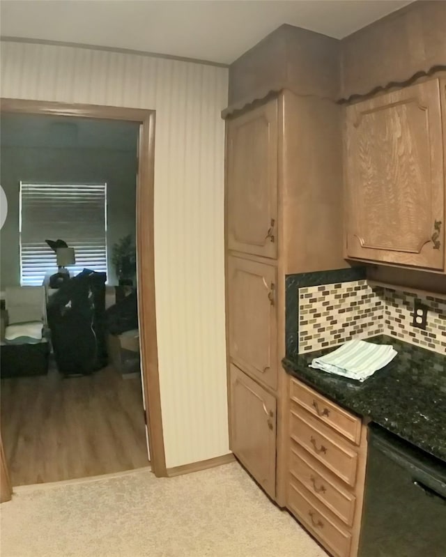 5805 Azteca Dr, Fort Worth, TX 76112 - kitchen featuring dishwasher, backsplash, and light colored carpet