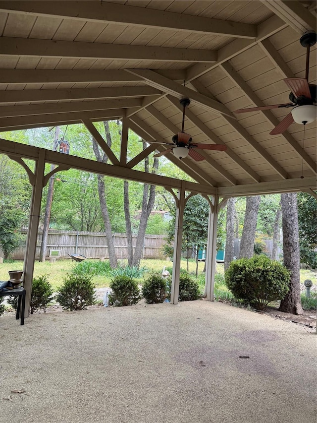 view of patio with a ceiling fan