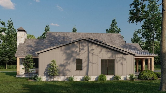 1177 Calk Rd, Tioga, TX 76271 - view of side of home featuring a lawn and a chimney