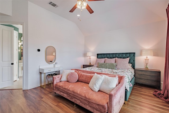 4300 Round Valley Ln, Fort Worth, TX 76262 - bedroom with lofted ceiling, wood finished floors, ceiling fan, and baseboards