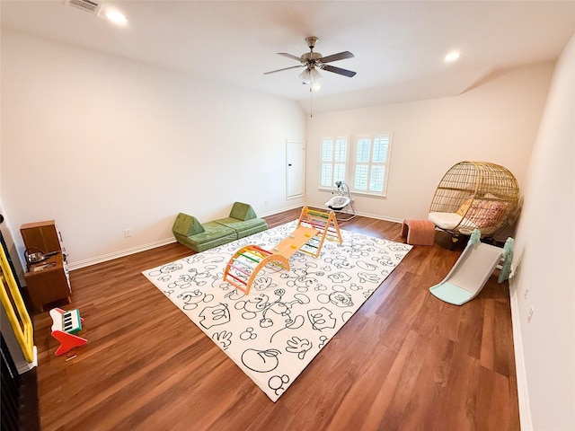4300 Round Valley Ln, Fort Worth, TX 76262 - living area with a ceiling fan, wood finished floors, baseboards, and recessed lighting