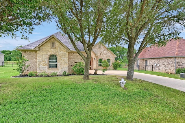 3006 Preston Club Dr, Sherman, TX 75092 - french provincial home featuring stone siding, concrete driveway, brick siding, and roof with shingles