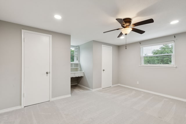 10328 Countess Dr, Dallas, TX 75229 - unfurnished bedroom featuring recessed lighting, light colored carpet, and ceiling fan