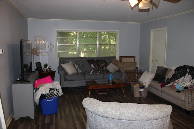108 Mockingbird St, Mount Pleasant, TX 75455 - living room with ceiling fan, wood finished floors, and crown molding