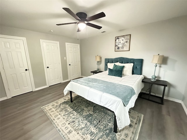 3801 Old Troup Hwy, Tyler, TX 75707 - bedroom featuring baseboards, wood finished floors, and ceiling fan