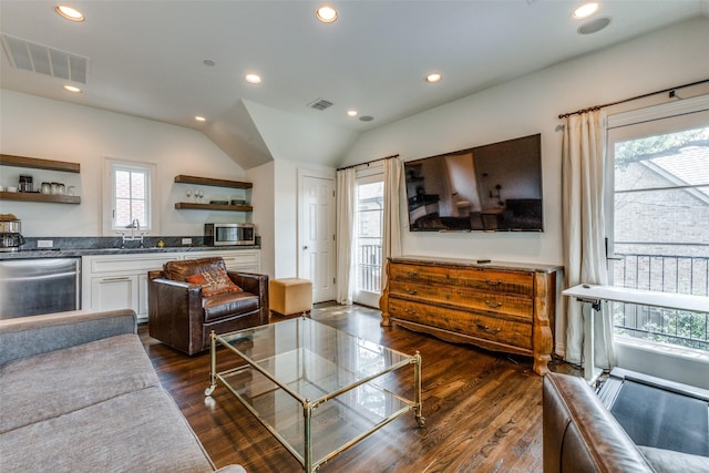 4205 Bryn Mawr Dr, University Park, TX 75225 - living area with recessed lighting and dark wood finished floors