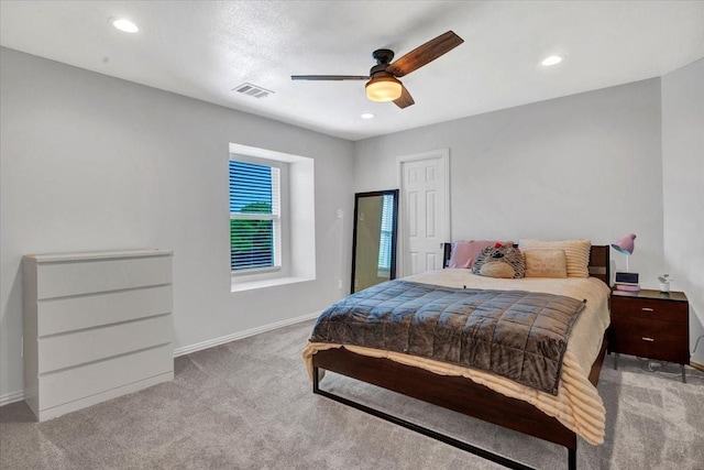 1516 Stonehill Ct, Allen, TX 75002 - bedroom featuring carpet, baseboards, recessed lighting, and ceiling fan