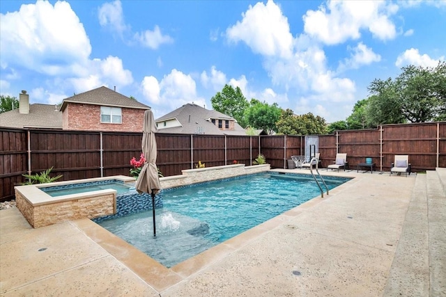 1516 Stonehill Ct, Allen, TX 75002 - view of swimming pool with a fenced backyard, a patio area, and a pool with connected hot tub