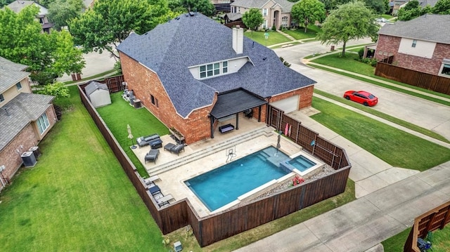 1516 Stonehill Ct, Allen, TX 75002 - view of pool featuring central AC, a patio area, and a pool with connected hot tub